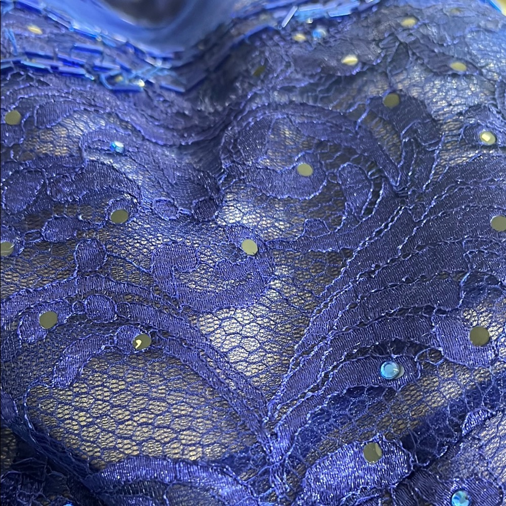 Blue Halter Prom Gown dress size 4 MISSING MANY GEMS - Picture 12 of 14